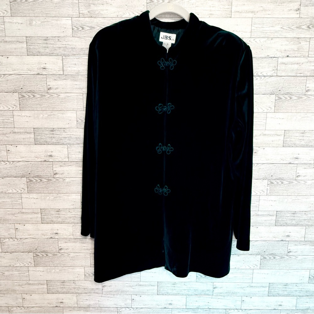 Vintage JBS LTD Jacket Womens Velvet Velour Emerald Green Sz-16 Shoulder Pads - Picture 12 of 14